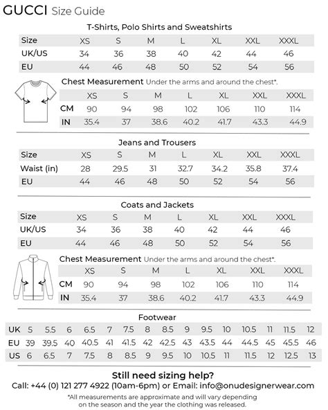 gucci shirts size chart